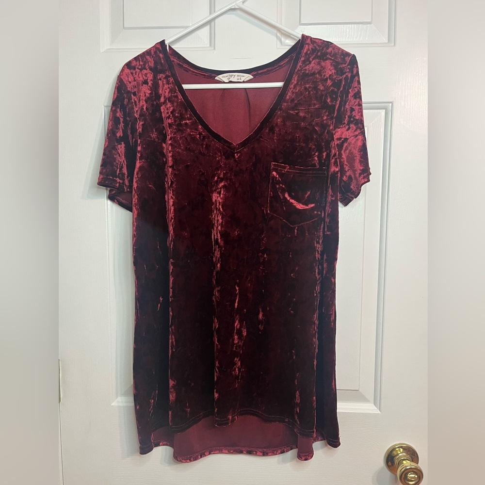 Spring + Mercer Velvet Legging Tee Burgundy - Large